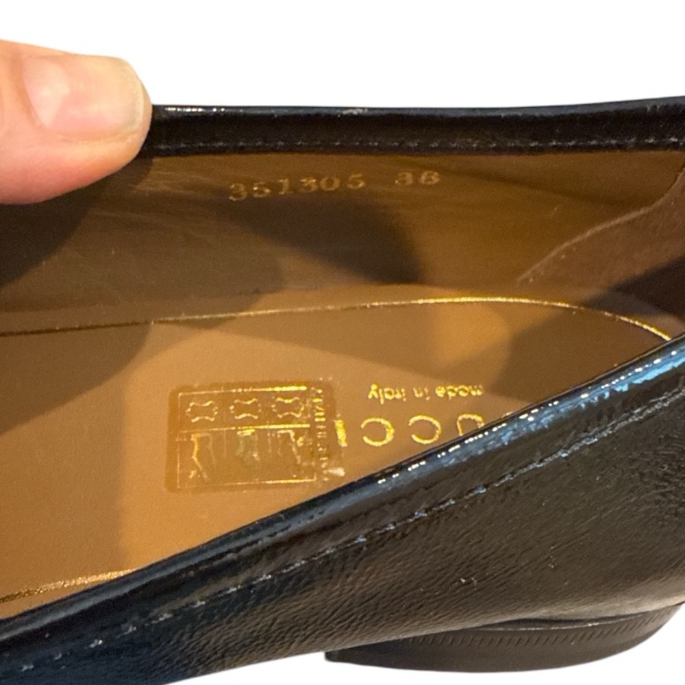 GUCCI black patent kiltie gold horsebit flat loafer 38 Made in Italy NEW - Picture 5 of 6